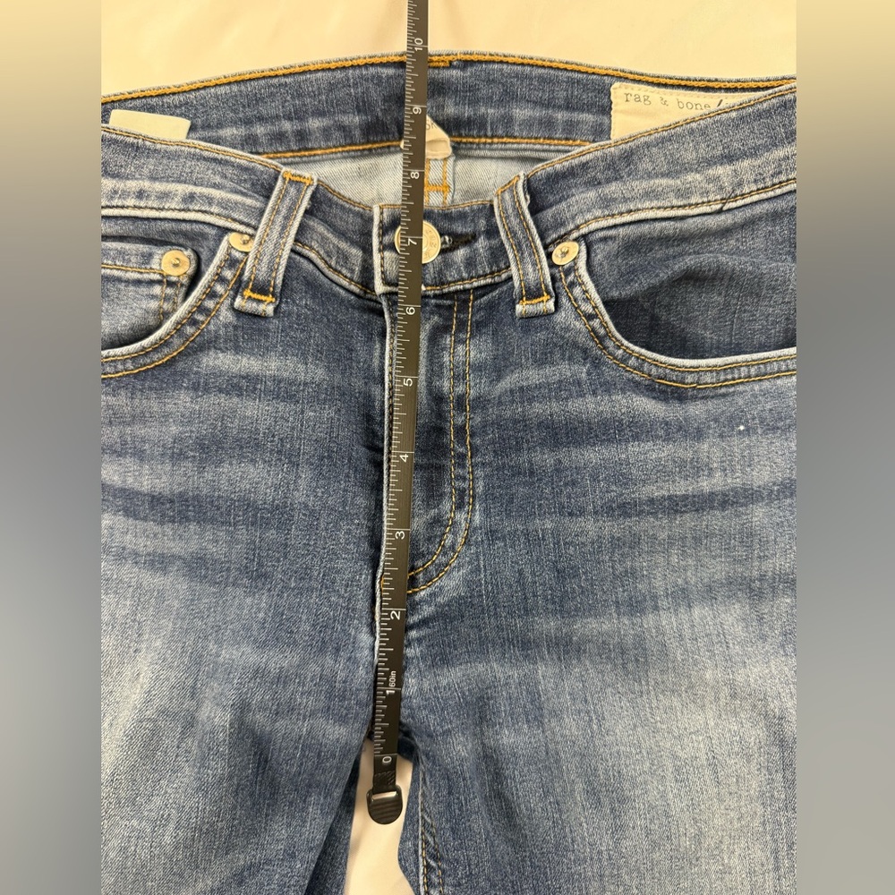 rag & bone Low Rise Ankle Skinny Jeans 27 Medium Wash Frayed Hem - Picture 11 of 13